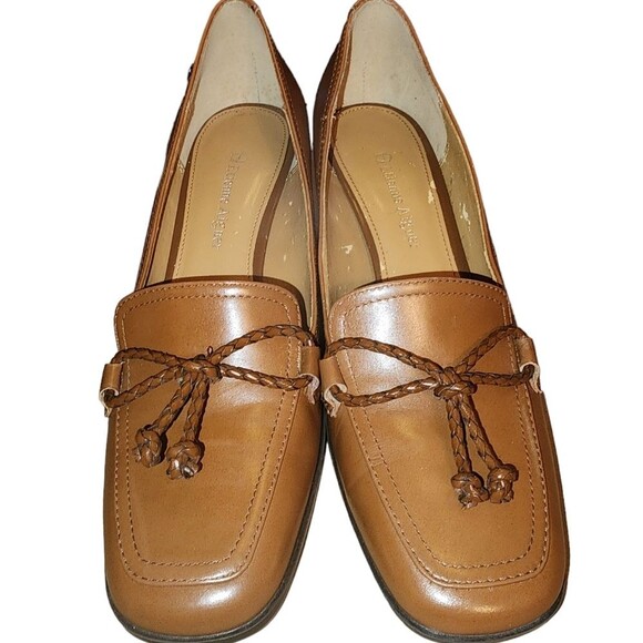 Etienne Aigner Nowell Light Caramelr Braided Accent Heeled Loafers Size 6 - Picture 2 of 10